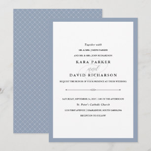 Elegant Couture Dusty Blue Wedding Kaart