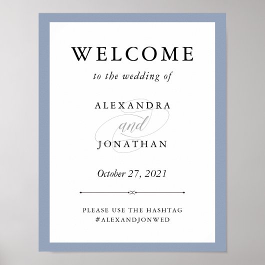 Elegant Couture | Welkom Dusty Blue Wedding Poster (Voorkant)