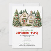 Elegant Cozy Christmas house invitation watercolor Kaart (Voorkant)