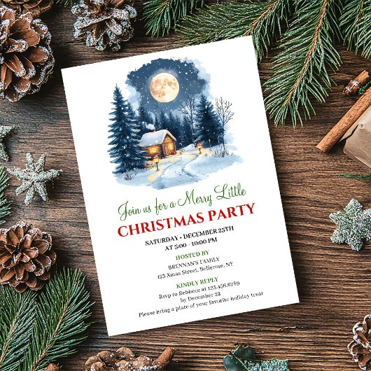 Elegant Cozy Christmas Scene Digital Invitation