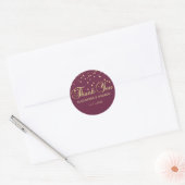 Elegant CRANBERRY Gold Weddenschap Hartelijk dank Ronde Sticker (Envelop)
