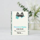 Élégant crâne carte de table turquoise Halloween (Debout devant)