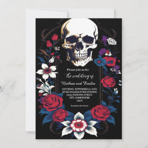 Elégant crâne gothique faire-part de mariage