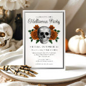 Elégant crâne gothique floral Halloween Invitation
