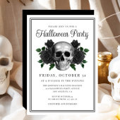 Elégant crâne gothique floral Halloween Invitation