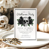 Elégant crâne gothique floral Halloween Invitation