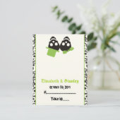 Elégant crâne Halloween carte mariage verte (Debout devant)