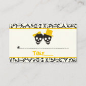 Elégant crâne Halloween jaune mariage carte place (Dos)