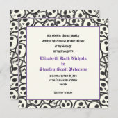 Elégant crâne Halloween violet faire-part de maria (Devant / Derrière)