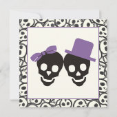 Elégant crâne Halloween violet faire-part de maria (Dos)