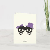 Elégant crâne Halloween violet mariage Merci (Dos)