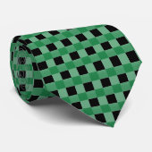 Élégant cravate à carreaux (noir vert) (Roulé)
