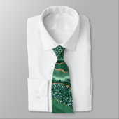 Élégant Cravate Agate Green Gold Emerald Marbre (Attaché)