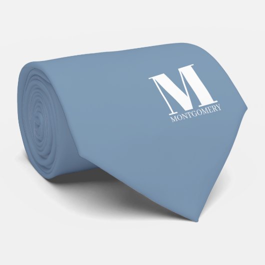 Élégant Cravate de Mariage Monogramme + Nom (Roulé)