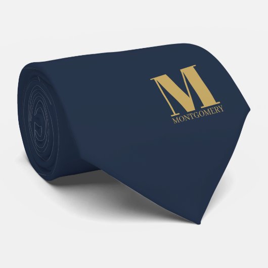 Élégant Cravate de Mariage Monogramme + Nom (Roulé)