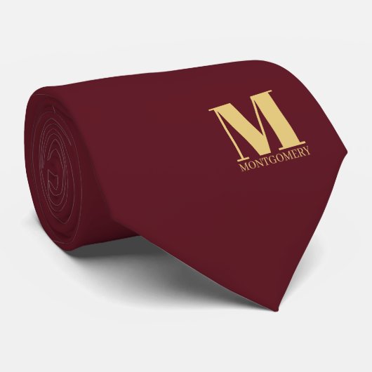 Élégant Cravate de Mariage Monogramme + Nom (Roulé)