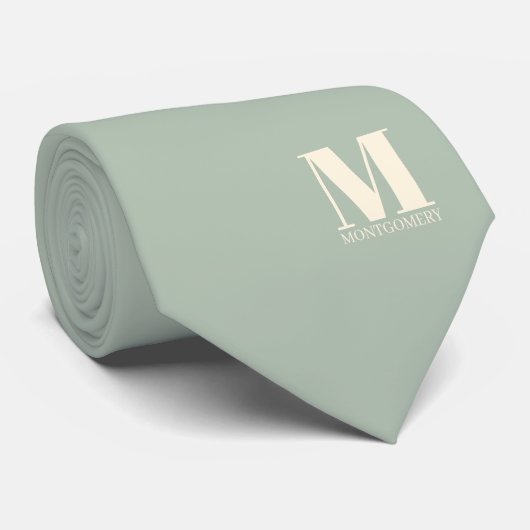Élégant Cravate de Mariage Monogramme + Nom (Roulé)