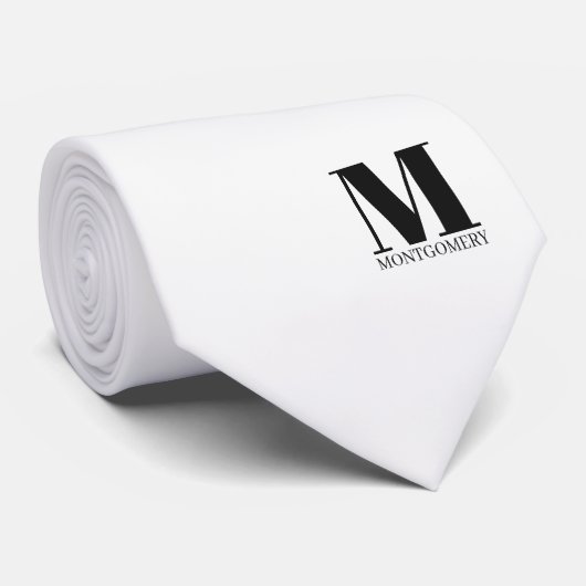Élégant Cravate de Mariage Monogramme + Nom (Roulé)