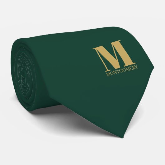 Élégant Cravate de Mariage Monogramme + Nom (Roulé)
