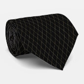 Élégant cravate noire et or diamant (Roulé)