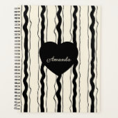 Elegant Cream and Black Stripes Heart Custom Name (Devant)