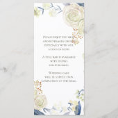 Elegant Cream Blue Waterverf Flower Menu (Achterkant)