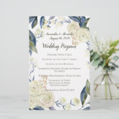 Elegant Cream Blue Waterverf Wedding Programme (Staand voorkant)