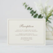 Elegant Cream Brown Wedding Reception Informatiekaartje (Staand voorkant)