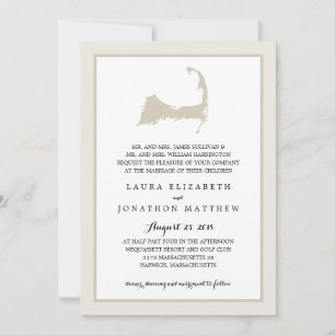 Elegant Cream Cape Cod Map Weddenschap Kaart