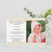Elegant Cream Damask Design Baptisme Kaart (Staand voorkant)
