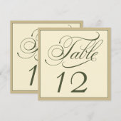 Elegant Cream en Green Script Table Number Kaart (Voorkant / Achterkant)