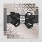 Elegant Cream en Silver Uitnodiging met Bow (Voorkant / Achterkant)