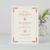 Elegant Cream Floral Wedding Invitation (Debout devant)
