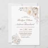 Elegant Cream Floral Wedding Kaart (Voorkant)