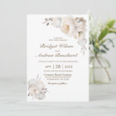 Elegant Cream Floral Wedding Kaart (Staand voorkant)