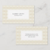 Elegant Cream Gingham Pattern Professional Visitekaartje (Voorkant / Achterkant)
