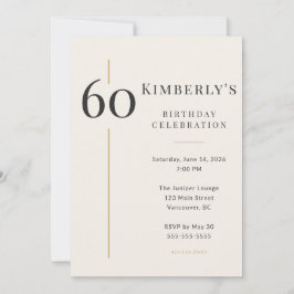 Elegant Cream & Gold 60th Birthday Kaart