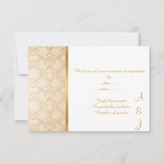 ELEGANT  CREAM GOLD CUSTOM RSVP (Voorkant)