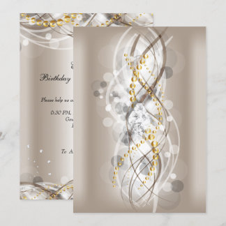 Elegant Cream Gold Diamond Jewel Party Lang Kaart