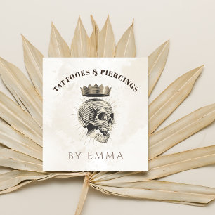 Elegant Cream Marble Royal Skull Tattoo Artist Vierkante Visitekaartje