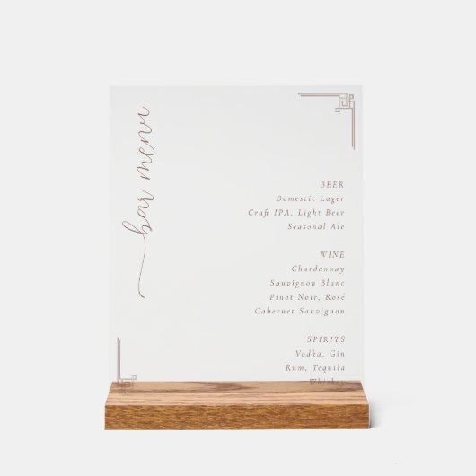Elegant Cream Minimalist Bar Menu (Recto)