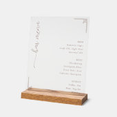 Elegant Cream Minimalist Bar Menu Acryl Bord (Hoek)