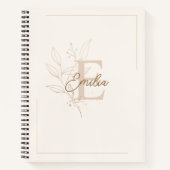 Elegant Cream Personalized Script Monogram Floral Notitieboek (Voorkant)