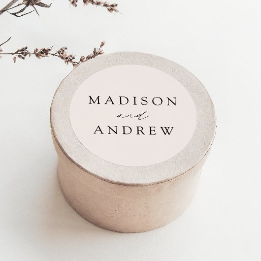 Elegant Cream Personalized Wedding Ronde Sticker