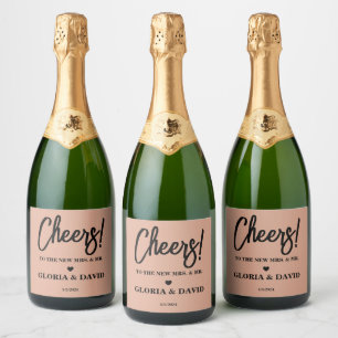Elegant Cream Wedding Mousserende Wijn Label Sparkling Wijnetiket