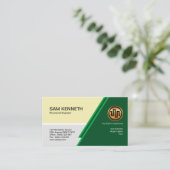 Elegant Creative Green Trapezium Slides Engineer Visitekaartje (Staand voorkant)