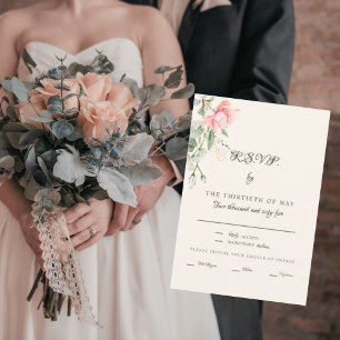Élégant Crème Blush Dîner Floral Script RSVP