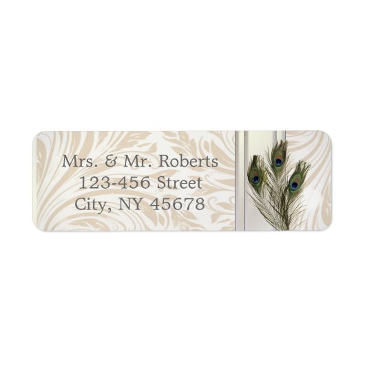 elegant crème damask peace ock bruiloft etiket (Voorkant)