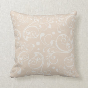 Elegant crème damask zwenkpatroon chic neutraal kussen