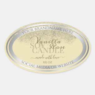 Elegant crème en zilver-etiketten voor de verpakki ovale sticker